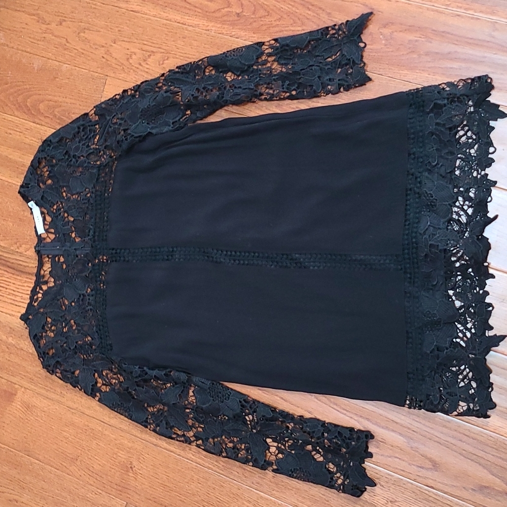 Black lace sleeve mini dress